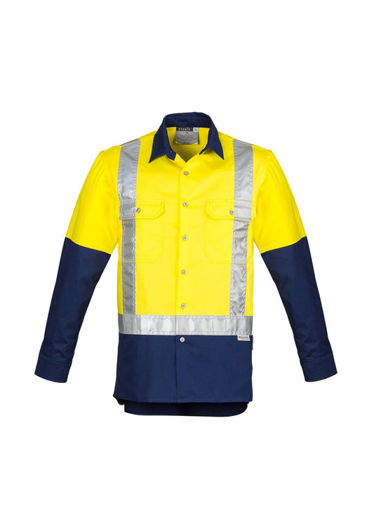 Syzmik Mens Hi Vis Spliced Industrial Shirt Shoulder Taped -(ZW124)