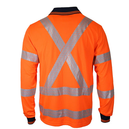 DNC Hi Vis Segmented Tape X Back Polo LS (3510)