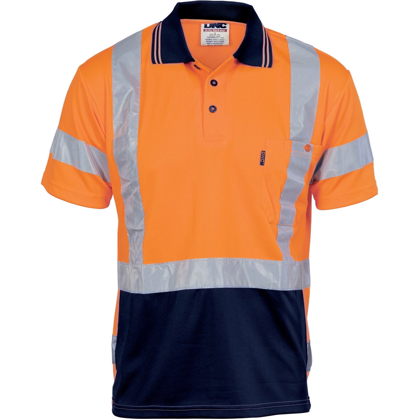 DNC Hi Vis D/N Cool Breathe Polo Shirt With Cross Back R/Tape Short Sleeve (3712)
