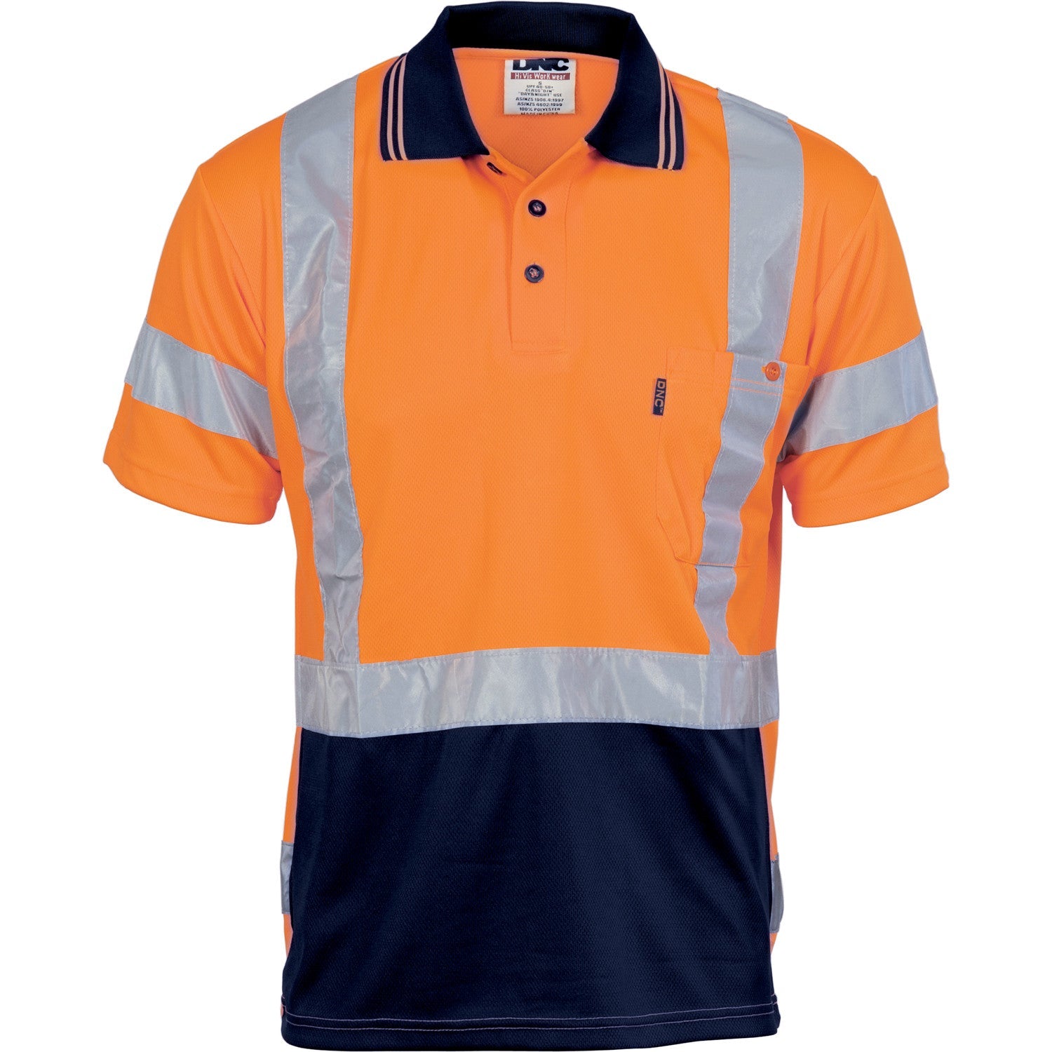 DNC Hi Vis D/N Cool Breathe Polo Shirt With Cross Back R/Tape Short Sleeve (3712)