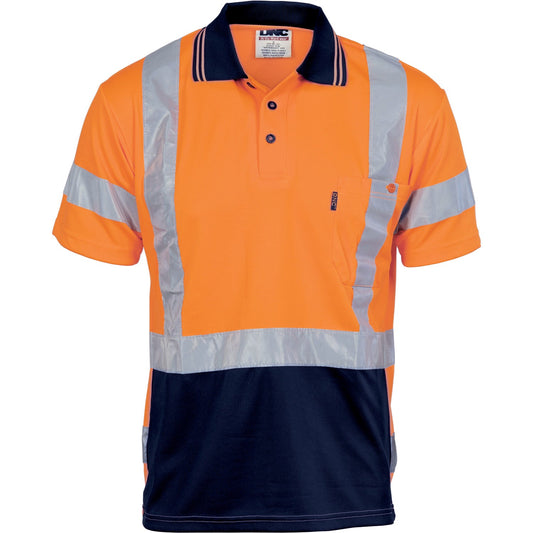 DNC Hi Vis D/N Cool Breathe Polo Shirt With Cross Back R/Tape Short Sleeve (3712)