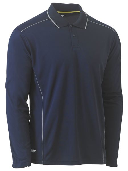 Cool Mesh Polo with Reflective Piping | Long Sleeve