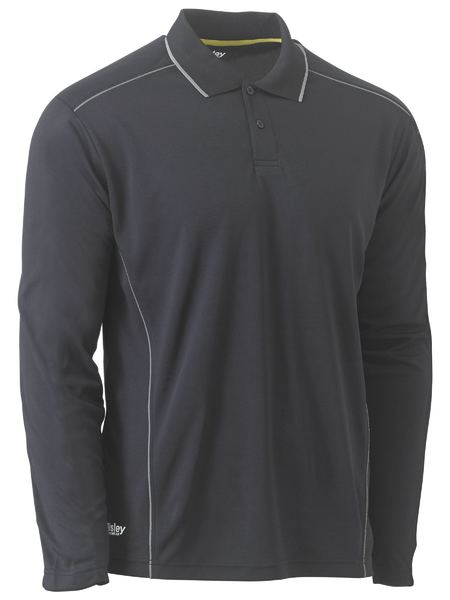 Cool Mesh Polo with Reflective Piping | Long Sleeve
