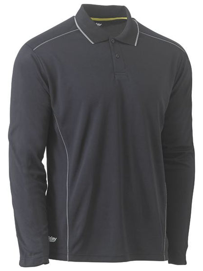 Cool Mesh Polo with Reflective Piping | Long Sleeve