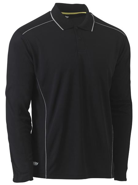 Cool Mesh Polo with Reflective Piping | Long Sleeve