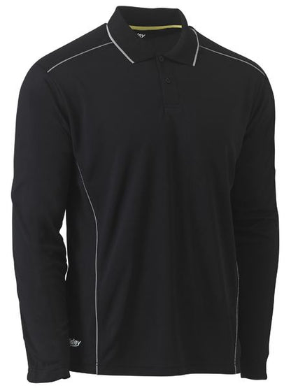 Cool Mesh Polo with Reflective Piping | Long Sleeve