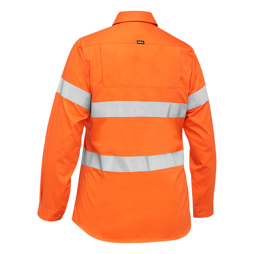 Bisley BL6897 Women's Taped Hi Vis Cool Lightweight Drill Shirt Orange