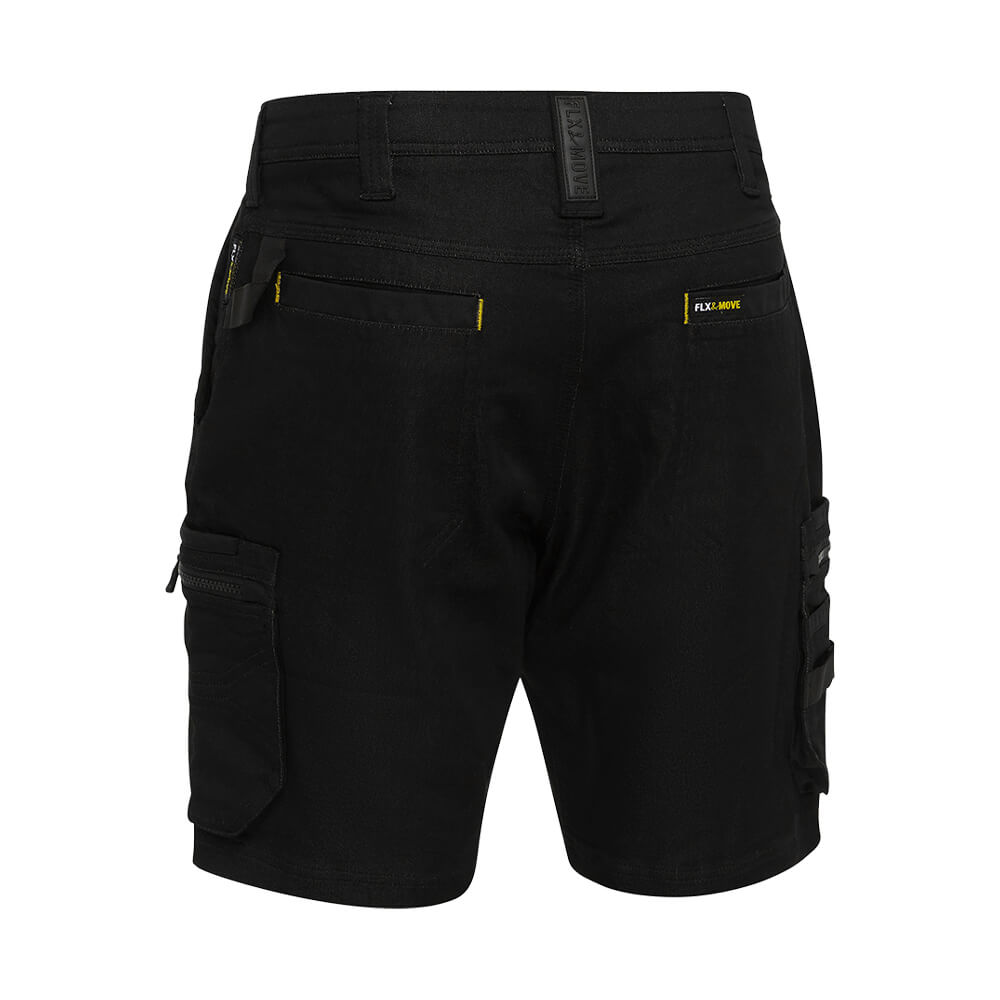 Bisley BSHC1335 Flex & Move Stretch Denim Zip Cargo Shorts Black