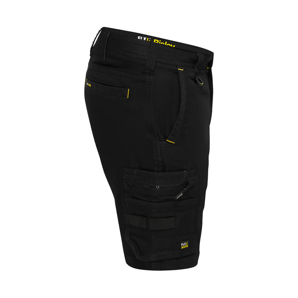 Bisley BSHC1335 Flex & Move Stretch Denim Zip Cargo Shorts Black