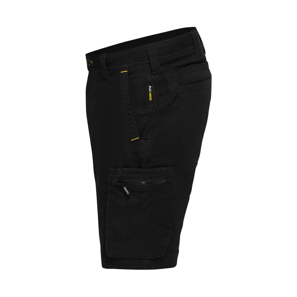Bisley BSHC1335 Flex & Move Stretch Denim Zip Cargo Shorts Black