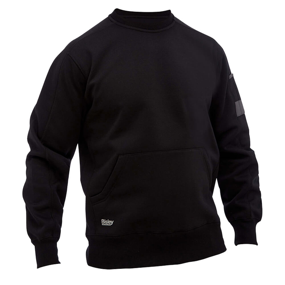 Bisley BK6723 Work Fleece Crew Neck Jumper Black