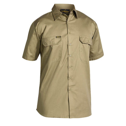 Bisley BS1893 Lightweight Cotton Drill Shirt Short Sleeve Khaki
