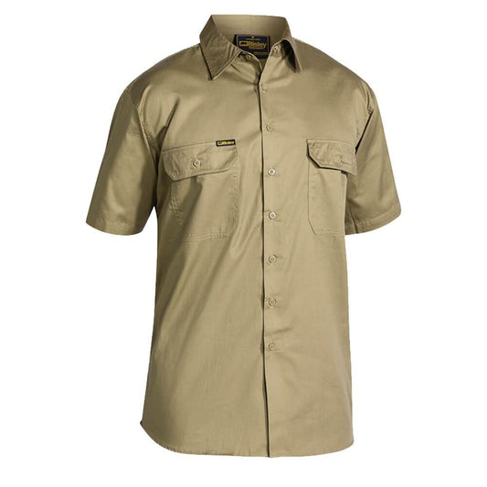 Bisley BS1893 Lightweight Cotton Drill Shirt Short Sleeve Khaki