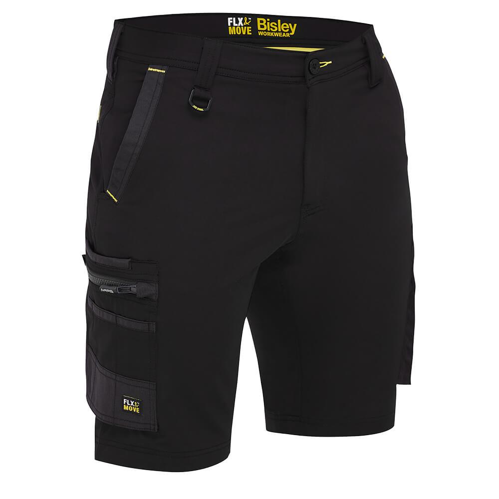 Bisley BSHC1332 FLX & Move 4-Way Stretch Zip Cargo Shorts Black