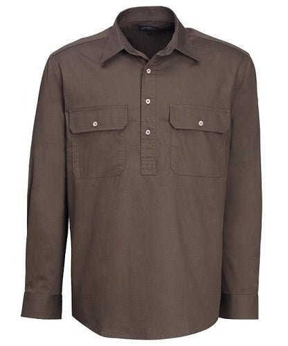 Mens Pilbara Closed Front L/S Shirt