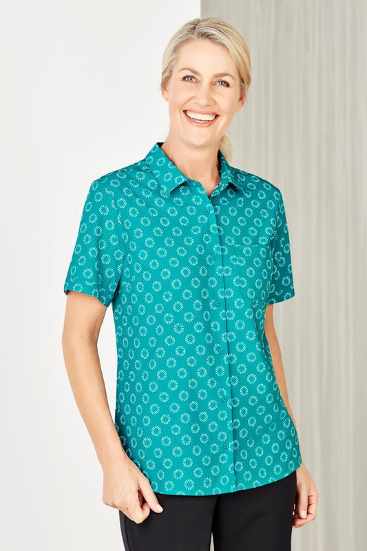 Biz Care Womens Florence Daisy Print Short Sleeve Shirt (CS948LS)