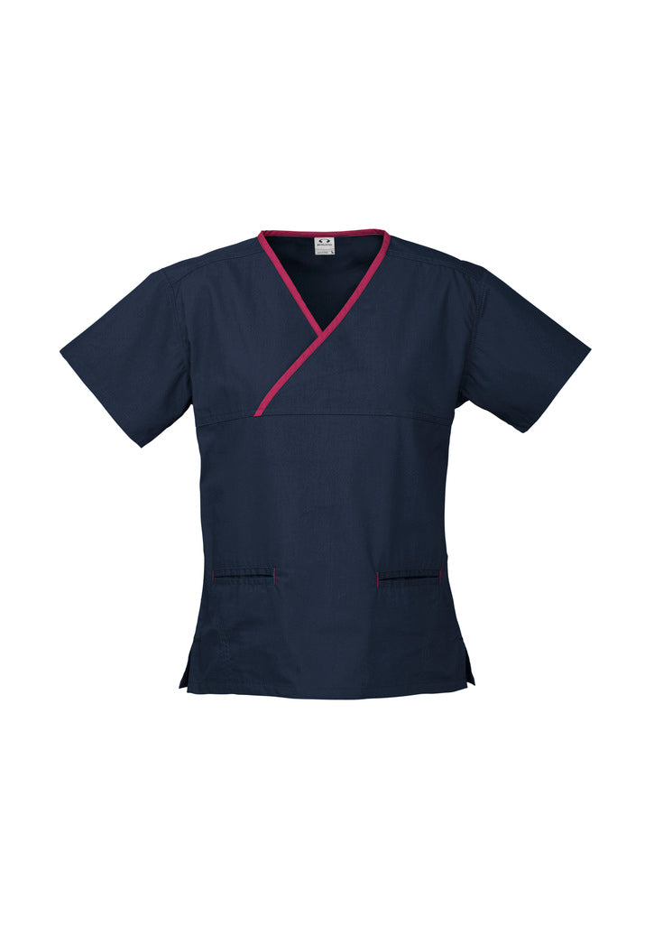 Biz Collection Ladies Contrast Crossover Scrubs Top (H10722)