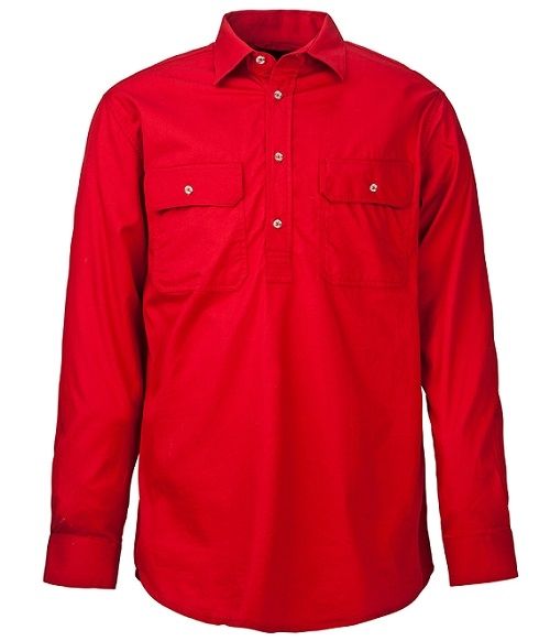 Mens Pilbara Closed Front L/S Shirt