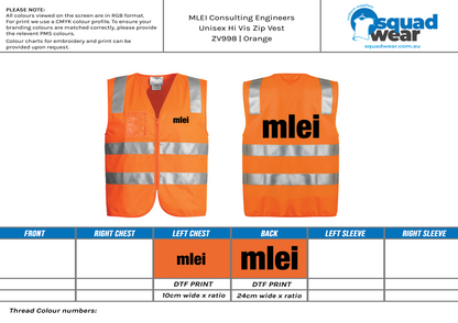 MLEI Hi Vis Full Zip Vest