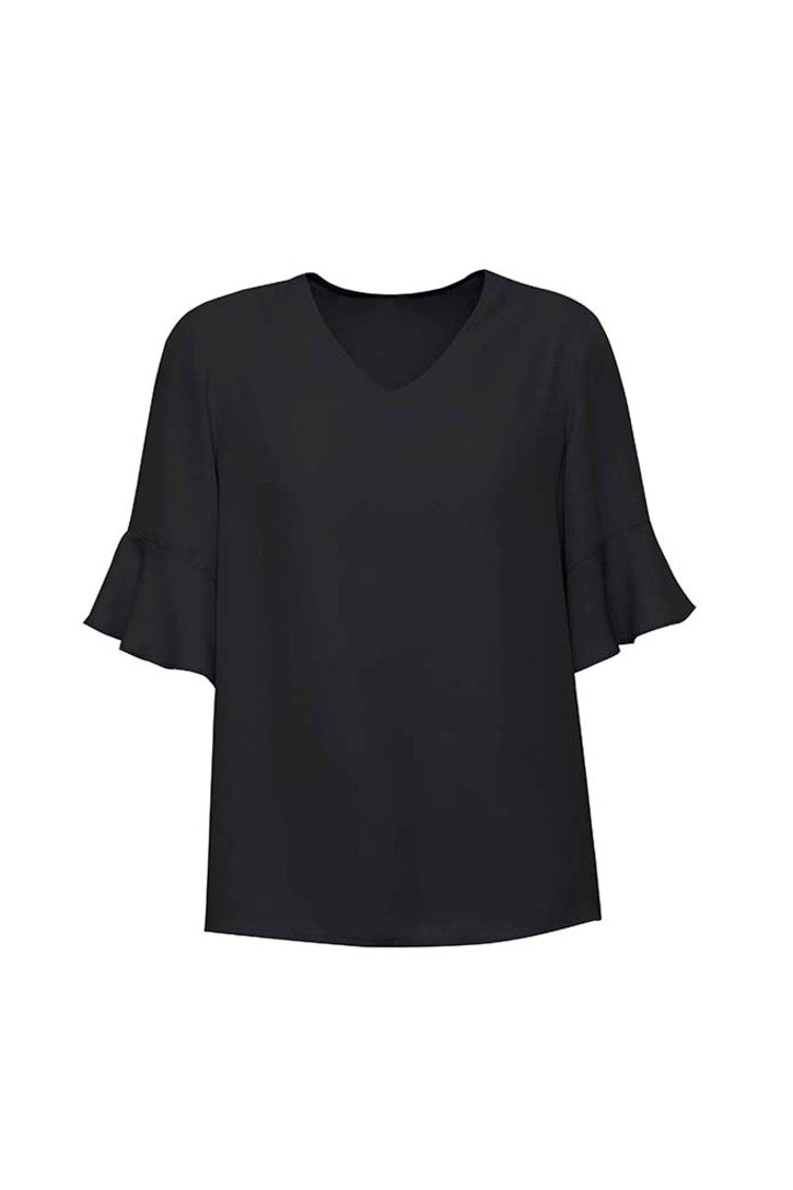 Biz Corporate Womens Aria Fluted Sleeve Blouse (RB966LS)