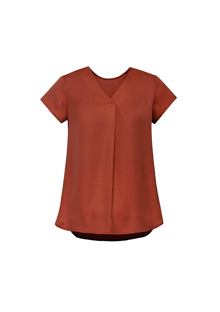 Biz Corporate Womens Kayla V-neck Pleat Blouse (RB967LS)