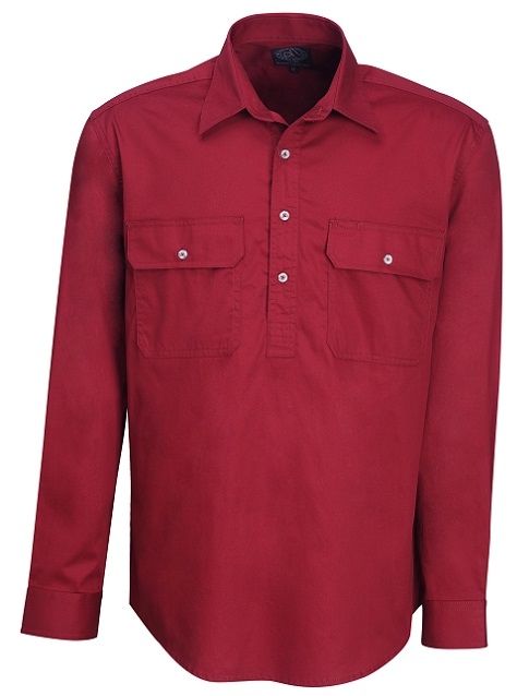 Mens Pilbara Closed Front L/S Shirt