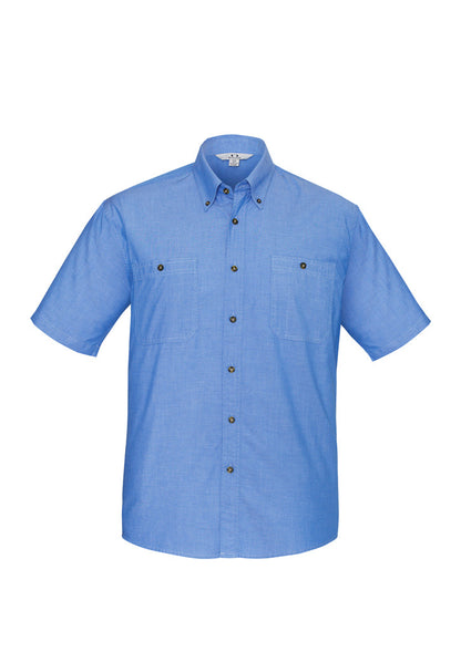 Biz Collection Mens Wrinkle Free Chambray Short Sleeve Shirt (SH113)