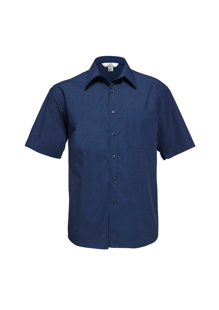 Biz Collection Mens Micro Check Short Sleeve Shirt (SH817)