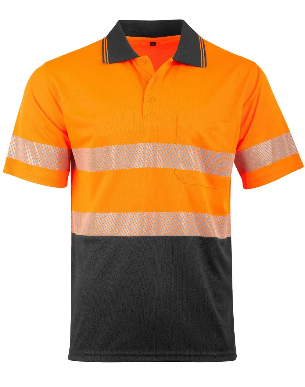Unisex Cool Dry Segmented Tapes Hi Vis Short Sleeve Polo Shirt SW85