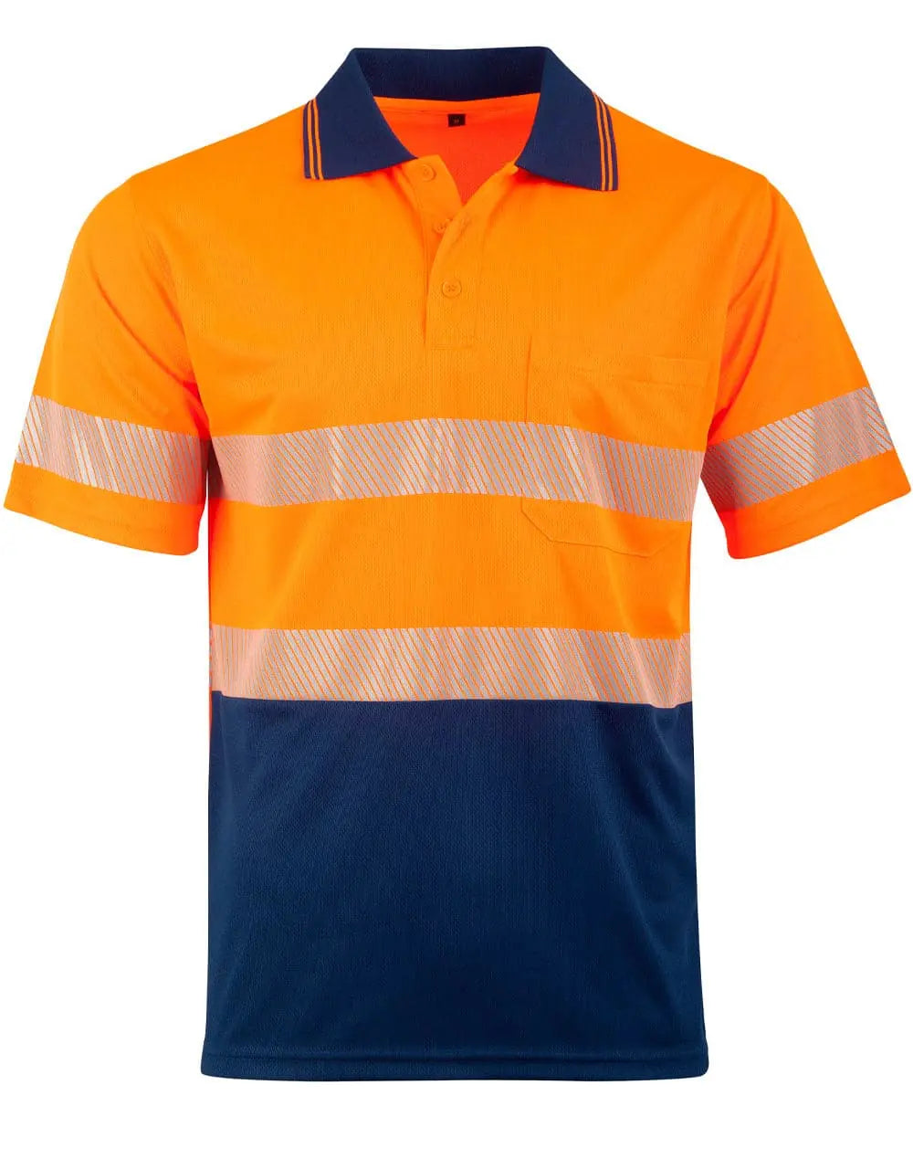 Unisex Cool Dry Segmented Tapes Hi Vis Short Sleeve Polo Shirt SW85