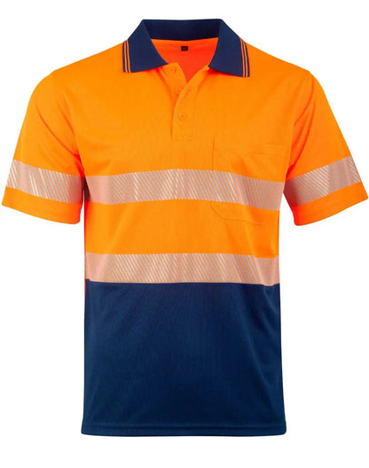 Unisex Cool Dry Segmented Tapes Hi Vis Short Sleeve Polo Shirt SW85