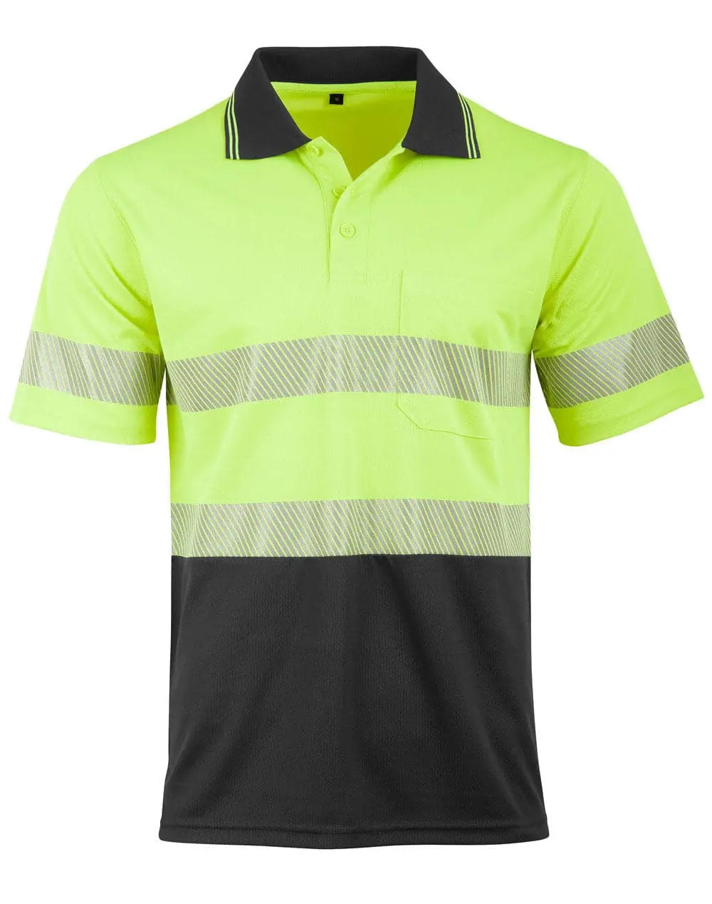 Unisex Cool Dry Segmented Tapes Hi Vis Short Sleeve Polo Shirt SW85
