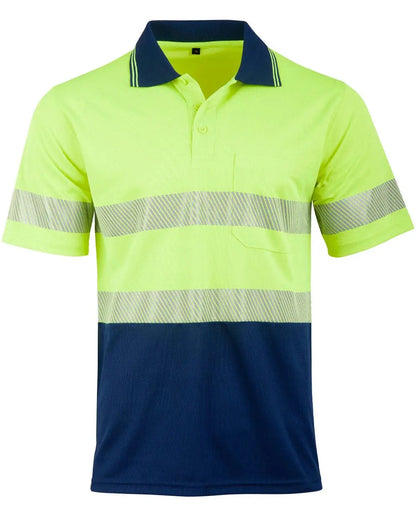 Unisex Cool Dry Segmented Tapes Hi Vis Short Sleeve Polo Shirt SW85