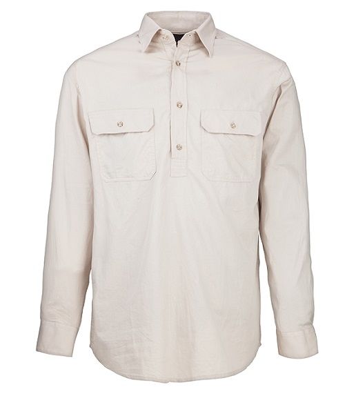 Mens Pilbara Closed Front L/S Shirt