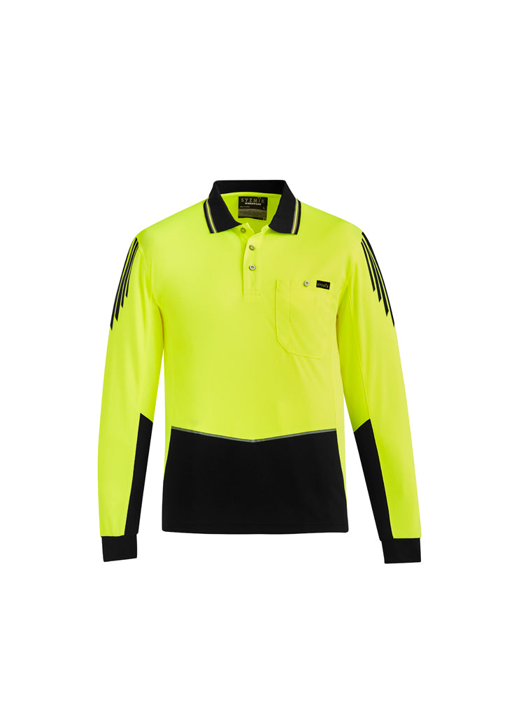 Mens Hi Vis Flux Long Sleeve Polo