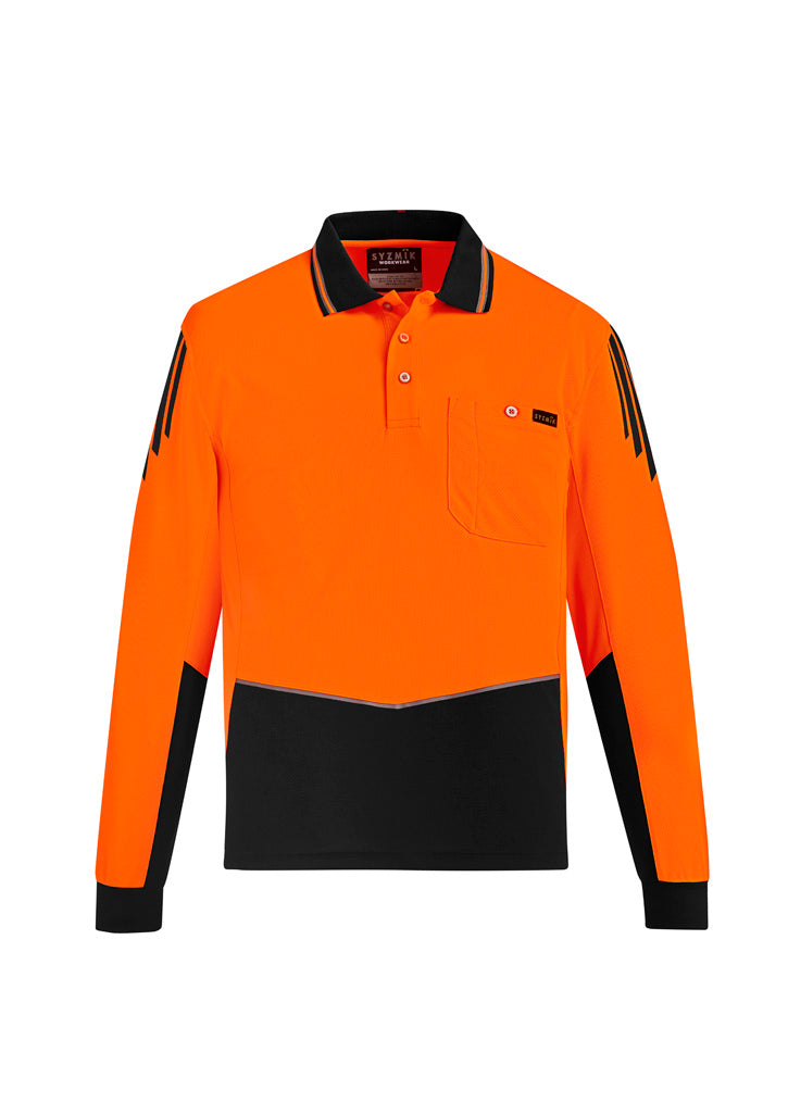 Syzmik Mens Hi Vis Flux Long Sleeve Polo- (ZH310)