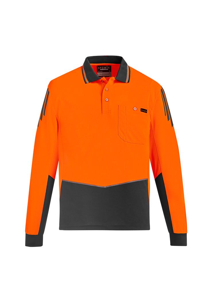 Syzmik Mens Hi Vis Flux Long Sleeve Polo- (ZH310)