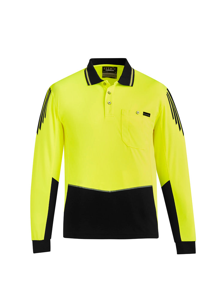 Syzmik Mens Hi Vis Flux Long Sleeve Polo- (ZH310)