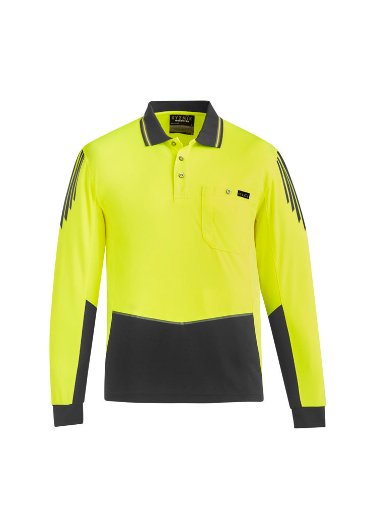 Syzmik Mens Hi Vis Flux Long Sleeve Polo- (ZH310)