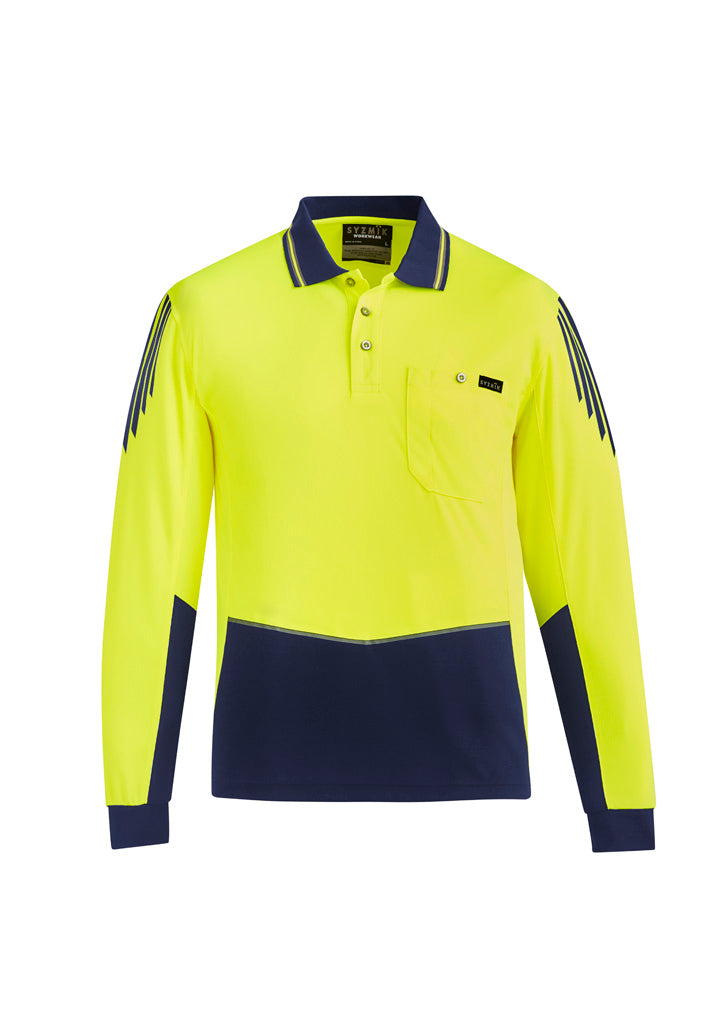 Syzmik Mens Hi Vis Flux Long Sleeve Polo- (ZH310)