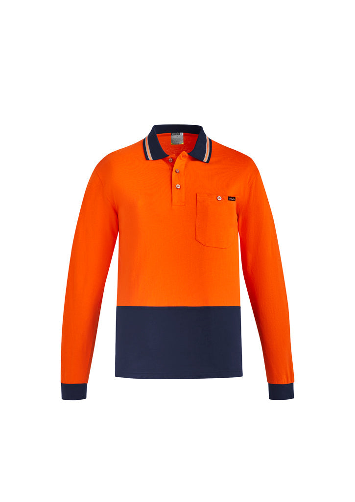 Syzmik Mens Hi Vis Cotton Long Sleeve Polo- (ZH430)