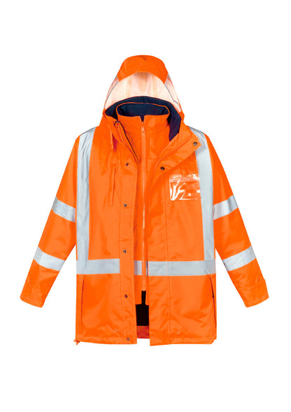 Syzmik Mens Hi Vis X Back Taped 4 in 1 Waterproof Jacket- (ZJ616)