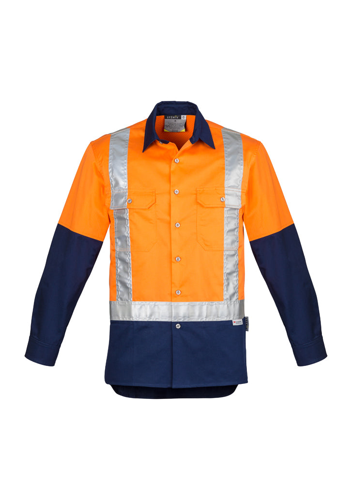 Syzmik Mens Hi Vis Spliced Industrial Shirt Shoulder Taped -(ZW124)