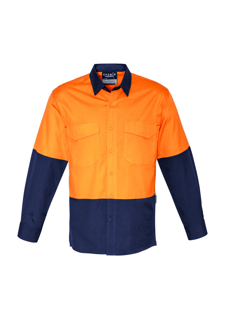 Syzmik Mens Rugged Cooling Hi Vis Long Sleeve Shirt-(ZW128)