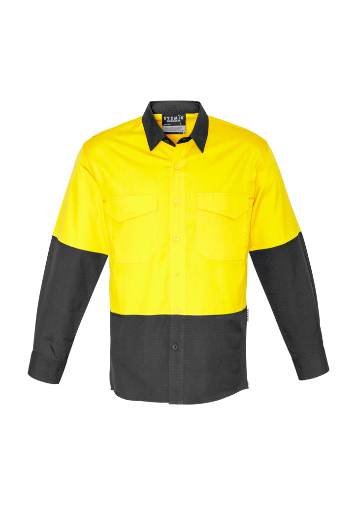 Syzmik Mens Rugged Cooling Hi Vis Long Sleeve Shirt-(ZW128)