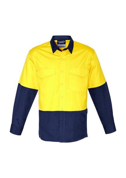 Syzmik Mens Rugged Cooling Hi Vis Long Sleeve Shirt-(ZW128)