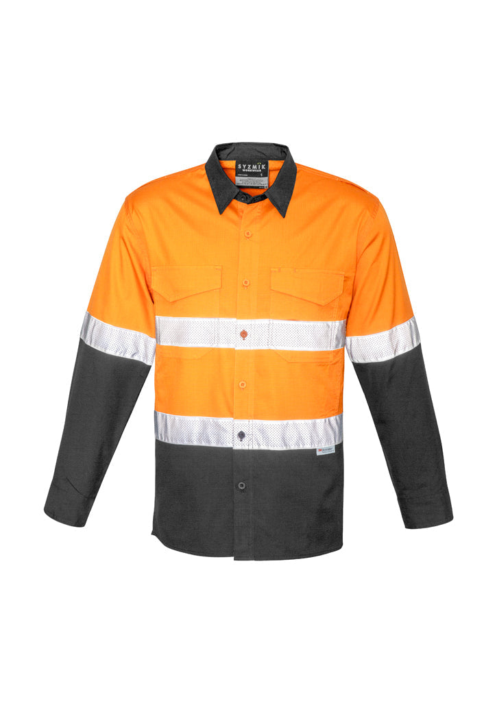 Syzmik Mens Rugged Cooling HI Vis Taped Long Sleeve Shirt- (ZW129)