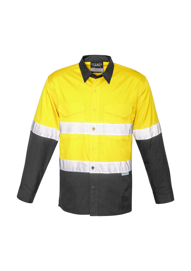 Syzmik Mens Rugged Cooling HI Vis Taped Long Sleeve Shirt- (ZW129)