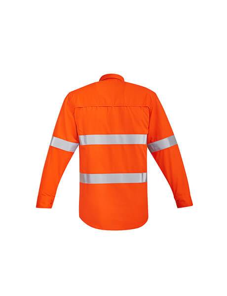 Syzmik Mens Orange Flame Hi Vis Open Front Shirt - Hoop Taped-(ZW145)