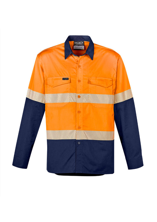 Syzmik Mens Rugged Cooling Hi Vis Segmented Tape Long Sleeve Shirt- (ZW229)